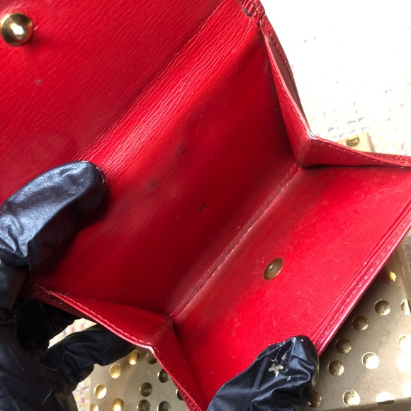 LOUIS VUITTON Red Epi Portefeiulle Elise Trifold Coin Cash Wallet Authentic - Picture 16 of 17